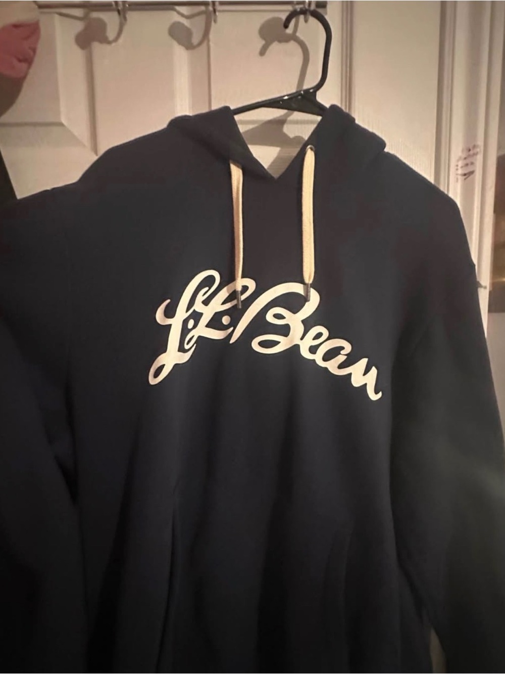 L.L. Bean Navy Hoodie with Cream Script Logo